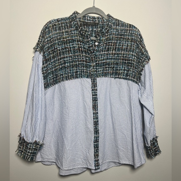 ZARA Tweed and Stripes Details Button Down - Picture 3 of 8